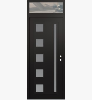 Diamond C3 36" x 96" black/white frosted Glass Panel black LHI with Transom clear Glass