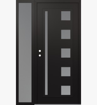 Diamond C3 48" x 80" black/white frosted Glass Panel black RHI with Sidelite frosted Glass