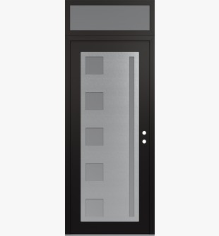 Diamond C3 36" x 96" black/white frosted Glass Panel stainless steel LHI with Transom frosted Glass