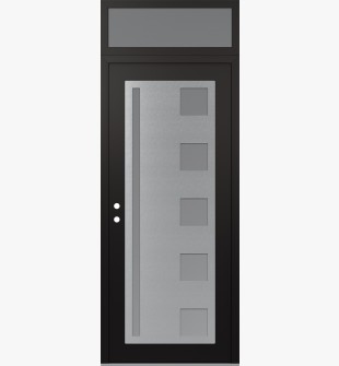 Diamond C3 36" x 96" black/white frosted Glass Panel stainless steel RHI with Transom frosted Glass