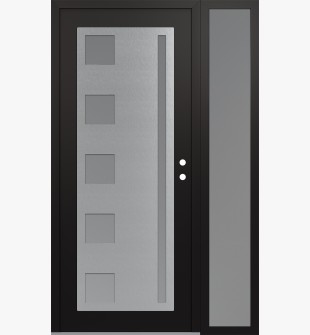 Diamond C3 52" x 80" black/white frosted Glass Panel stainless steel LHI with Sidelite frosted Glass