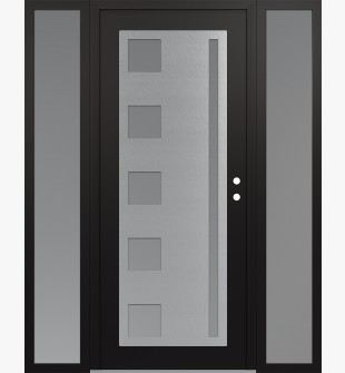 Diamond C3 64" x 80" black/white frosted Glass Panel stainless steel LHI with 2 Sidelites frosted Glass