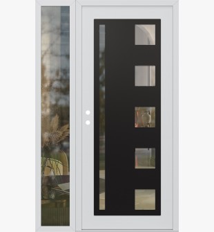 Diamond C3 48" x 80" white/white clear Glass Panel black RHI with Sidelite clear Glass