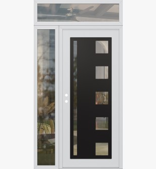 Diamond C3 52" x 96" white/white clear Glass Panel black RHI with Sidelite and Transom clear Glass