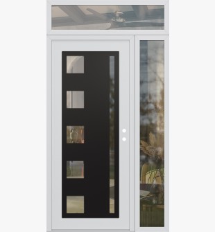Diamond C3 48" x 96" white/white clear Glass Panel black LHI with Sidelite and Transom clear Glass