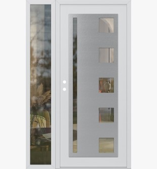 Diamond C3 48" x 80" white/white clear Glass Panel stainless steel RHI with Sidelite clear Glass