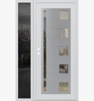 Diamond C3 52" x 80" white/white clear Glass Panel stainless steel RHI with Sidelite mirrored Glass