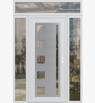 Diamond C3 60" x 96" white/white clear Glass Panel stainless steel LHI with 2 Sidelites and Transom clear Glass