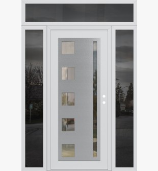 Diamond C3 64" x 96" white/white clear Glass Panel stainless steel LHI with 2 Sidelites and Transom mirrored Glass