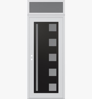 Diamond C3 36" x 96" white/white frosted Glass Panel black RHI with Transom frosted Glass