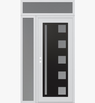 Diamond C3 52" x 96" white/white frosted Glass Panel black RHI with Sidelite and Transom frosted Glass