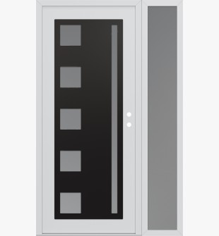 Diamond C3 52" x 80" white/white frosted Glass Panel black LHI with Sidelite frosted Glass