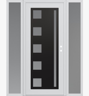 Diamond C3 68" x 80" white/white frosted Glass Panel black LHI with 2 Sidelites frosted Glass