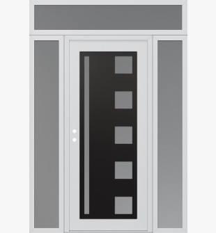 Diamond C3 68" x 96" white/white frosted Glass Panel black RHI with 2 Sidelites and Transom frosted Glass