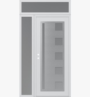 Diamond C3 48" x 96" white/white frosted Glass Panel stainless steel RHI with Sidelite and Transom frosted Glass