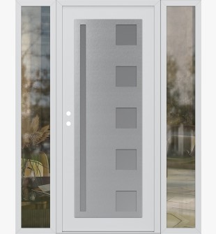 Diamond C3 68" x 80" white/white frosted Glass Panel stainless steel RHI with 2 Sidelites clear Glass