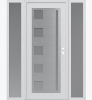 Diamond C3 64" x 80" white/white frosted Glass Panel stainless steel LHI with 2 Sidelites frosted Glass