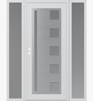 Diamond C3 64" x 80" white/white frosted Glass Panel stainless steel RHI with 2 Sidelites frosted Glass