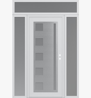 Diamond C3 64" x 96" white/white frosted Glass Panel stainless steel LHI with 2 Sidelites and Transom frosted Glass