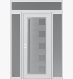 Diamond C3 64" x 96" white/white frosted Glass Panel stainless steel RHI with 2 Sidelites and Transom frosted Glass