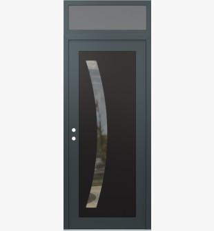 Diamond C4 36" x 96" anthracite/anthracite clear Glass Panel black RHI with Transom frosted Glass