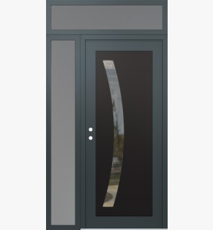 Diamond C4 48" x 96" anthracite/anthracite clear Glass Panel black RHI with Sidelite and Transom frosted Glass