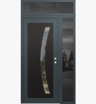Diamond C4 52" x 96" anthracite/anthracite clear Glass Panel black LHI with Sidelite and Transom mirrored Glass