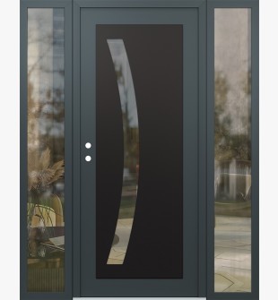 Diamond C4 64" x 80" anthracite/anthracite clear Glass Panel black RHI with 2 Sidelites clear Glass