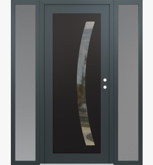 Diamond C4 64" x 80" anthracite/anthracite clear Glass Panel black LHI with 2 Sidelites frosted Glass