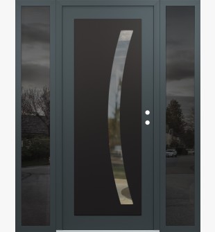 Diamond C4 64" x 80" anthracite/anthracite clear Glass Panel black LHI with 2 Sidelites mirrored Glass