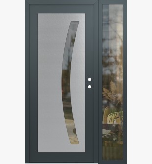 Diamond C4 52" x 80" anthracite/anthracite clear Glass Panel stainless steel LHI with Sidelite clear Glass