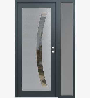 Diamond C4 50" x 80" anthracite/anthracite clear Glass Panel stainless steel LHI with Sidelite frosted Glass