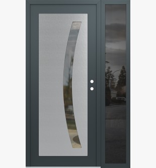 Diamond C4 52" x 80" anthracite/anthracite clear Glass Panel stainless steel LHI with Sidelite mirrored Glass