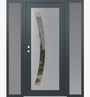 Diamond C4 60" x 80" anthracite/anthracite clear Glass Panel stainless steel RHI with 2 Sidelites frosted Glass