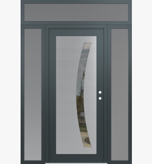Diamond C4 60" x 96" anthracite/anthracite clear Glass Panel stainless steel LHI with 2 Sidelites and Transom frosted Glass