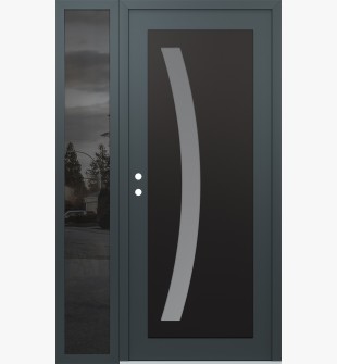 Diamond C4 50" x 80" anthracite/anthracite frosted Glass Panel black RHI with Sidelite mirrored Glass
