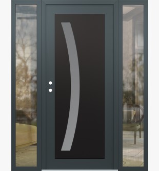 Diamond C4 60" x 80" anthracite/anthracite frosted Glass Panel black RHI with 2 Sidelites clear Glass