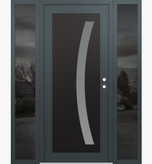 Diamond C4 68" x 80" anthracite/anthracite frosted Glass Panel black LHI with 2 Sidelites mirrored Glass