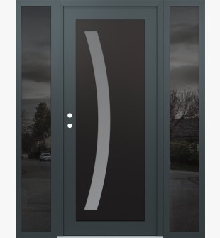 Diamond C4 64" x 80" anthracite/anthracite frosted Glass Panel black RHI with 2 Sidelites mirrored Glass