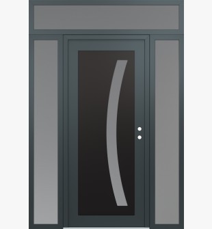 Diamond C4 68" x 96" anthracite/anthracite frosted Glass Panel black LHI with 2 Sidelites and Transom frosted Glass