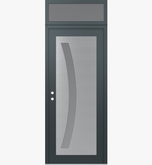 Diamond C4 36" x 96" anthracite/anthracite frosted Glass Panel stainless steel RHI with Transom frosted Glass