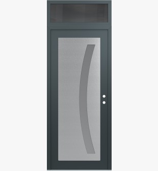 Diamond C4 36" x 96" anthracite/anthracite frosted Glass Panel stainless steel LHI with Transom mirrored Glass
