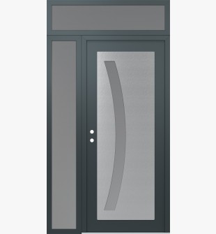 Diamond C4 50" x 96" anthracite/anthracite frosted Glass Panel stainless steel RHI with Sidelite and Transom frosted Glass