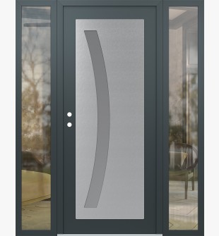 Diamond C4 60" x 80" anthracite/anthracite frosted Glass Panel stainless steel RHI with 2 Sidelites clear Glass