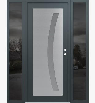 Diamond C4 64" x 80" anthracite/anthracite frosted Glass Panel stainless steel LHI with 2 Sidelites mirrored Glass