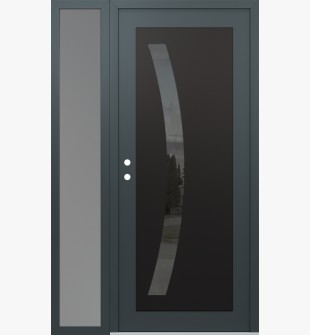 Diamond C4 50" x 80" anthracite/anthracite mirrored Glass Panel black RHI with Sidelite frosted Glass
