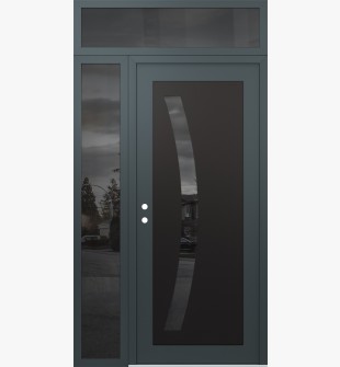 Diamond C4 50" x 96" anthracite/anthracite mirrored Glass Panel black RHI with Sidelite and Transom mirrored Glass