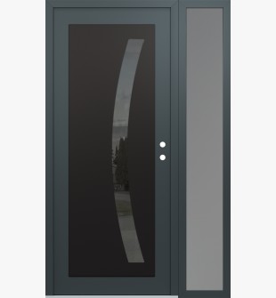 Diamond C4 48" x 80" anthracite/anthracite mirrored Glass Panel black LHI with Sidelite frosted Glass