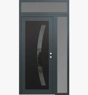 Diamond C4 52" x 96" anthracite/anthracite mirrored Glass Panel black LHI with Sidelite and Transom frosted Glass