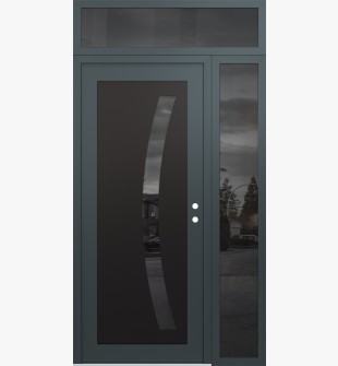 Diamond C4 50" x 96" anthracite/anthracite mirrored Glass Panel black LHI with Sidelite and Transom mirrored Glass